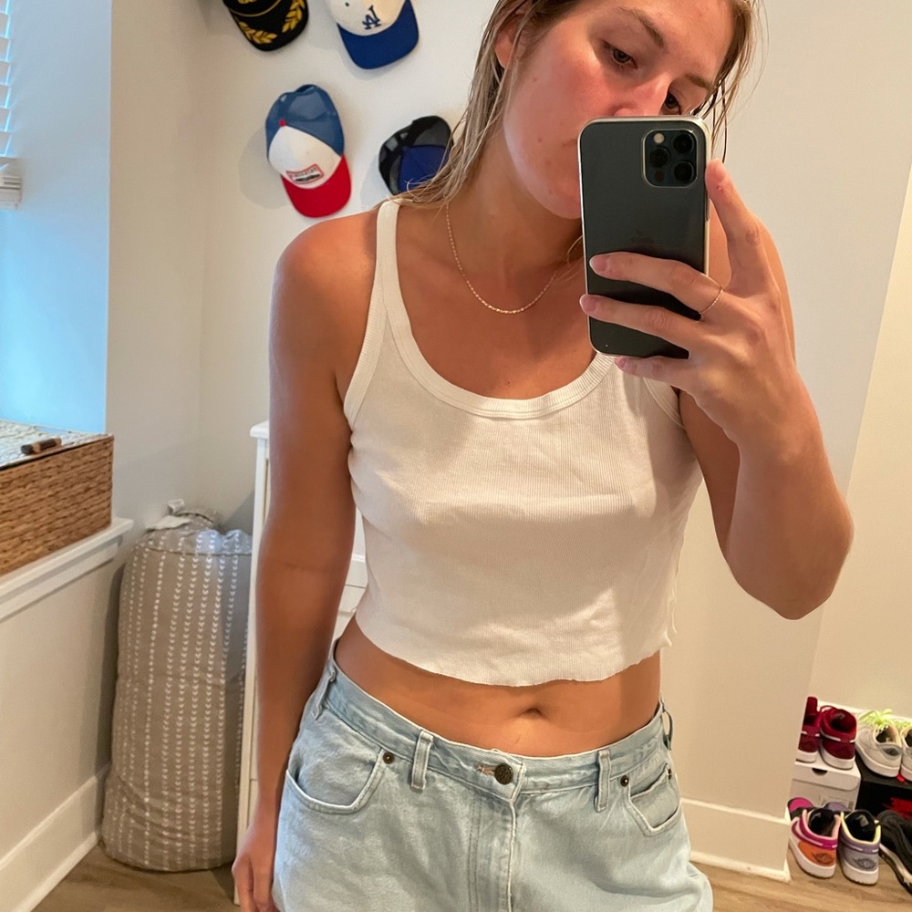 Reformation Cropped Ribbed Tank Top
